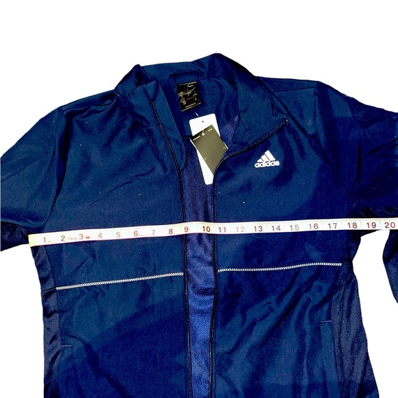 NWT Adidas navy recycled polyester front zip windbreaker long sleeve jacket S - Picture 3 of 16
